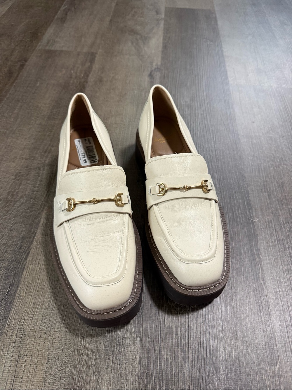 Women’s Cream Leather Loafers - Sam Edelman Laurs Lug sole